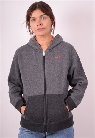 NIKE WOMENS VINTAGE HOODIE JACKET MEDIUM GREY 90S