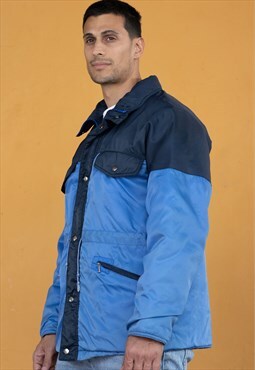 Vintage Winter Puffer Jacket in Blue M