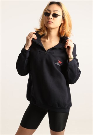 VINTAGE DIESEL EMBROIDERED SPELLOUT 1/4 ZIP SWEATSHIRT