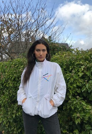 VINTAGE UNISEX RETRO FESTIVAL WINDBREAKER WAVY SHELL JACKET