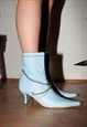 Y2K BABY BLUE ANKLE BOOTS WITH CHAIN DETAILS