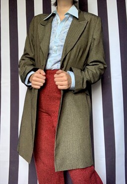 Vintage 90s style long coat/jacket, gold & black stripes