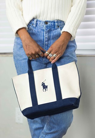 VINTAGE POLO RALPH LAUREN TOTE BAG LOGO 90S X 18.5