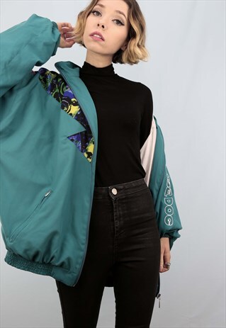 VINTAGE 80S 90S OVERSIZED SHELL JACKET GREEN