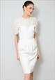 NINA RICCI VINTAGE 80'S CREAM SHORT SLEEVE LACE DRESS