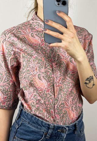 PAISLEY PRINT COTTON BUTTON UP SHIRT, COTTAGECORE BLOUSE