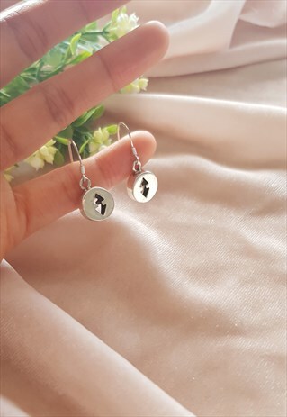 VINTAGE STERLING SILVER ARROW CUTOUT DROPLET EARRINGS