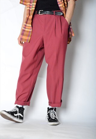 VINTAGE 80S RUSTIC RED WOOL BLEND PANTS