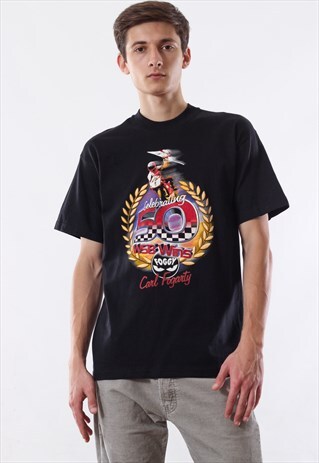 VINTAGE MOTO RACING GRAPHIC TEE 90S BLACK