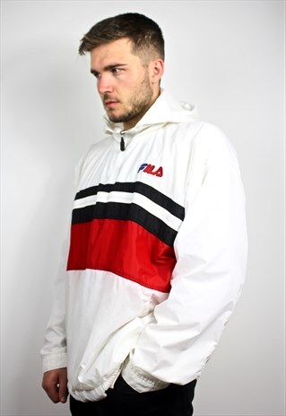 90'S VINTAGE RARE OFF-WHITE HOODED WINDBREAKER