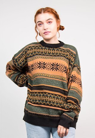VINTAGE GRUNGE STYLE GRANDAD KNIT JUMPER
