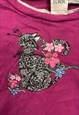 VINTAGE SWEATSHIRT EMBROIDERED CAT FLOWER PATTERNED JUMPER