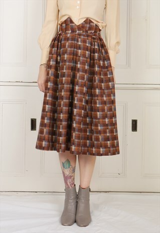 VINTAGE MIDI WOOL HIGH WAISTED SKIRT