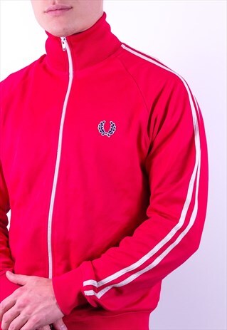 VINTAGE FRED PERRY STRIPED JACKET IN RED