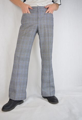 VINTAGE GREY CHECKERED CLASSIC REGULAR TROUSERS