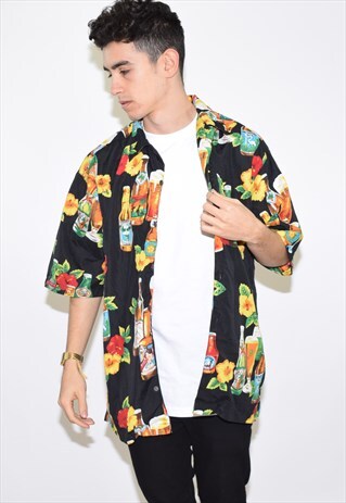VINTAGE 90S BLACK PATTERNED SHIRT