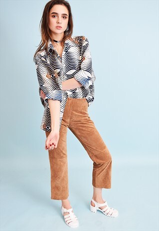 90'S RETRO MOD PATTERN OVERSIZED SHIRT TOP