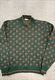 VINTAGE KNITTED JUMPER CUTE FLOWER PATTERNED KNIT SWEATER