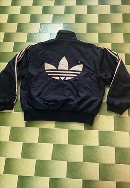 Vintage 90s Adidas Trefoil 3 Stripes Bomber Jacket Full-Zip 