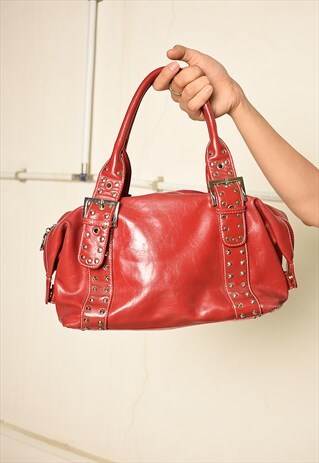 VINTAGE Y2K FAUX LEATHER HANDBAG IN RED