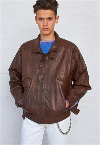 VINTAGE BROWN MUNZ LEATHER JACKET