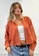 VINTAGE ORANGE CORDUROY BUTTON DOWN SHIRT TOP
