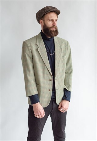 VINTAGE 70S CHECKERED BLAZER IN 3/4 SLEEVE