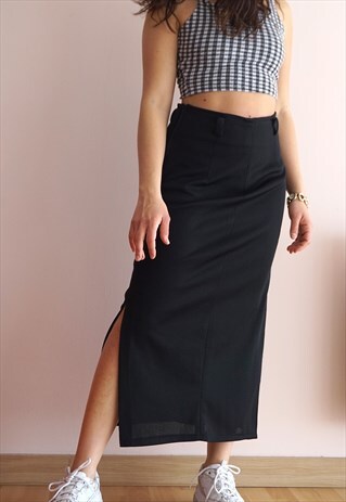 VINTAGE 90S BLACK LONG SKIRT