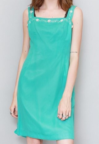 VINTAGE 1960'S MELBRAY AQUA BLUE CAPE BACK MINI DRESS