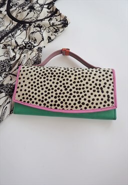 Nephele Sustainable Leather Mint Pink Spot Clutch Purse