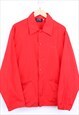 Vintage Windbreaker Jacket Lightweight Button Up Red Retro