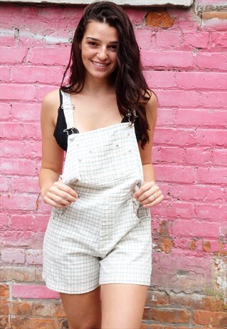 CUTE PLAID SHORT 90'S DUNGAREES