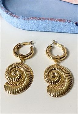 Gold Shell Hoop Earrings