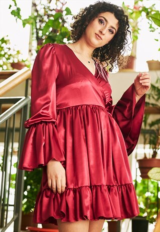 "GABRIELLE" DRESS MINI BURGUNDY