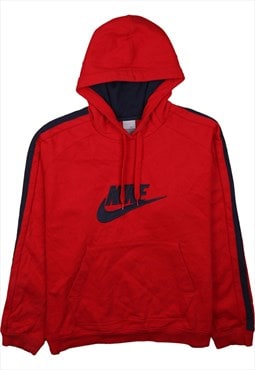 Vintage 90's Nike Hoodie Spellout Center Middle Swoosh Red