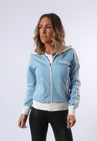ADIDAS TRACK SUIT TOP JACKET FITTED VINTAGE UK 10 (E4E)