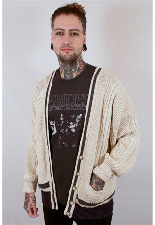 VINTAGE MULBERRY CABLE KNIT CARDIGAN
