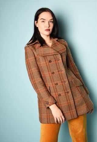 VINTAGE 70'S RETRO CLASSIC CUT WOOLLEN MIDSEASON JACKET COAT