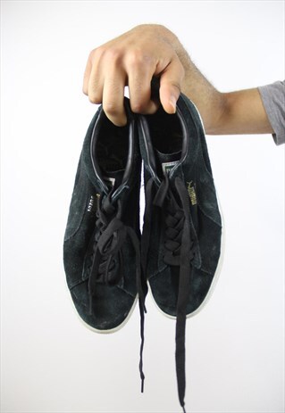 VINTAGE PUMA BLACK SUEDE TRAINERS