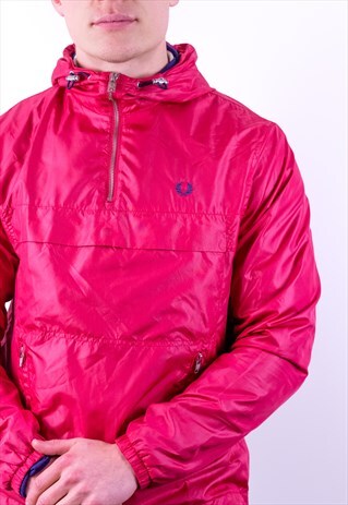 VINTAGE FRED PERRY 1/4 ZIP PULLOVER JACKET IN RED