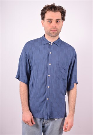 VERSACE MENS VINTAGE SHIRT LARGE BLUE 90S