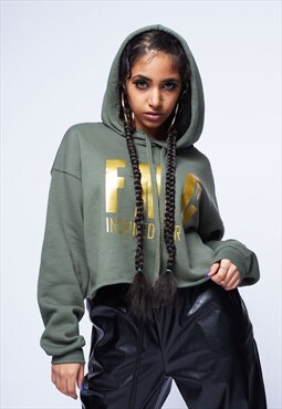 Military Green Cropped FMC Hoodie