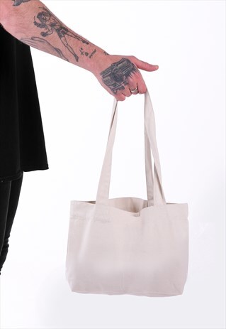 MINI ESSENTIAL ORGANIC COTTON SHOULDER TOTE BAG - CREAM