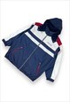 REEBOK VINTAGE 90S BLUE, WHITE AND RED HOODED PADDED JACKET 