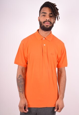 SERGIO TACCHINI MENS VINTAGE POLO SHIRT MEDIUM ORANGE 90S