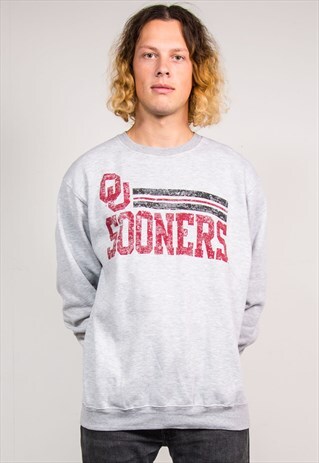 90'S VINTAGE COLLEGE AMERICAN FOOTBALL GREY SWEATER