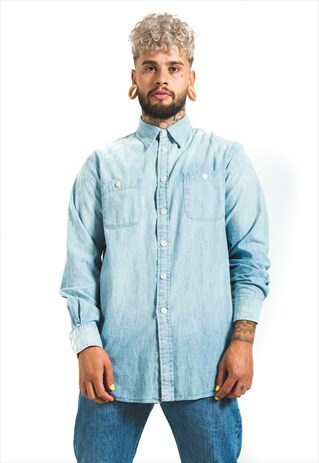 VINTAGE 80S POLO RALPH LAUREN DENIM SHIRT / S6188