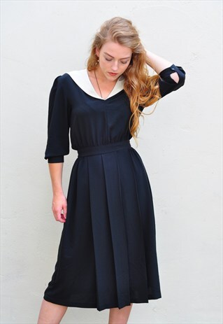 VINTAGE SAILOR COLLAR BLACK DRESS