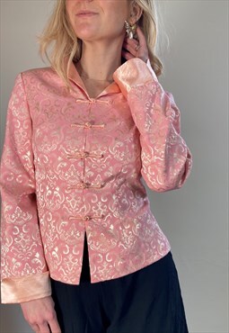 Pink Satin Brocade Evening Jacket Chinese Silky Revival