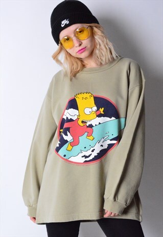 2001 BEIGE BART SIMPSON SURF SWEATSHIRT